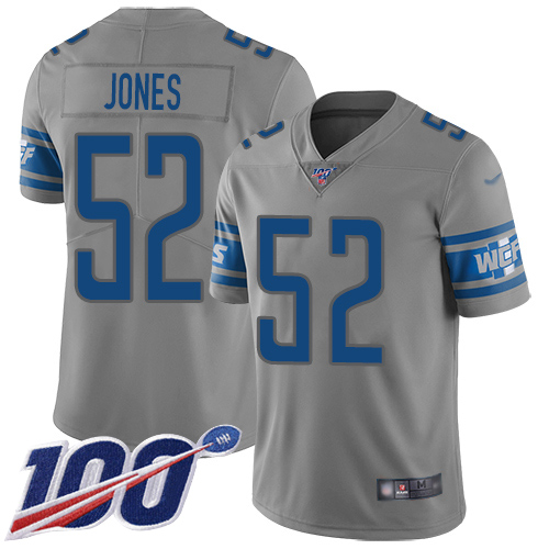 Detroit Lions Limited Gray Men Christian Jones Jersey NFL Football #52 100th Season Inverted Legend